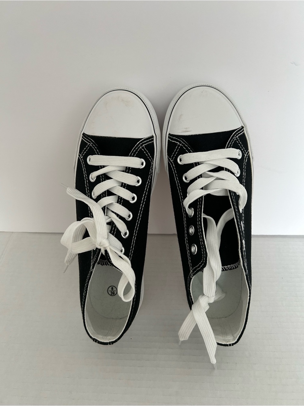 Kids Black Canvas Lace-Up Sneakers/ no brand great for summer play - Picture 7 of 9